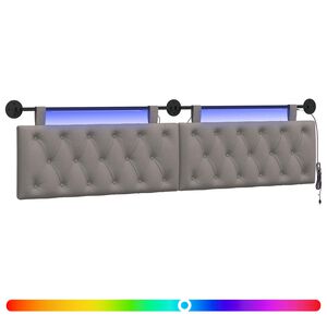 vidaXL T&ecirc;te de lit suspendue Avec lumi&egrave;re LED Taupe Tissu