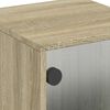 vidaXL Table de chevet avec porte en verre ch&ecirc;ne sonoma 35x37x50 cm