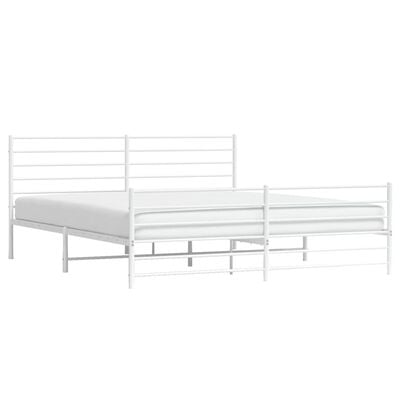 vidaXL Cadre de lit métal sans matelas et pied de lit blanc 200x200 cm