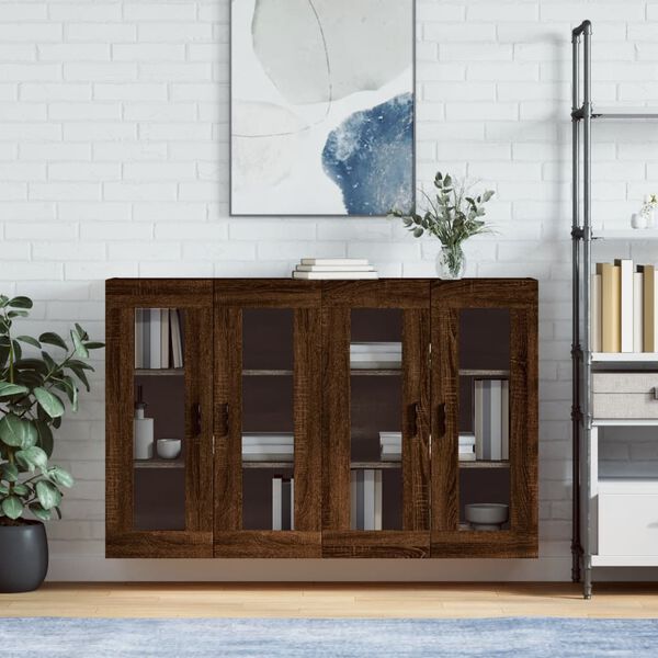 vidaXL Armoires murales 2 pcs ch&ecirc;ne marron bois d'ing&eacute;nierie