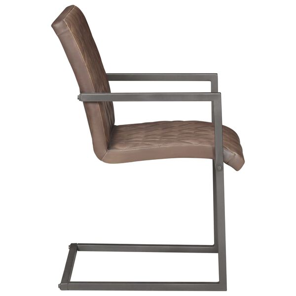 vidaXL Chaises à manger cantilever lot de 6 marron cuir véritable