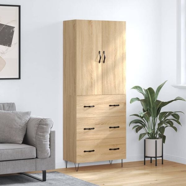 vidaXL Buffet haut Ch&ecirc;ne sonoma 69,5x34x180 cm Bois d'ing&eacute;nierie