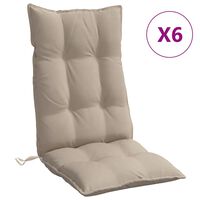 vidaXL Coussins de chaise à dossier haut lot de 6 taupe tissu oxford