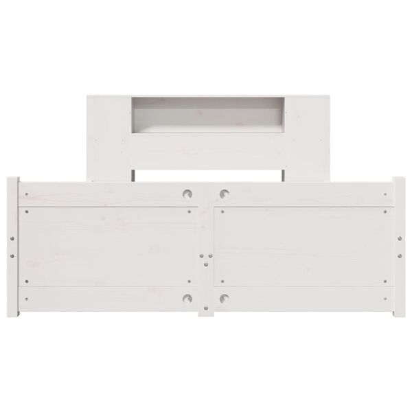 vidaXL Lit biblioth&egrave;que sans matelas blanc 140x190 cm bois pin massif