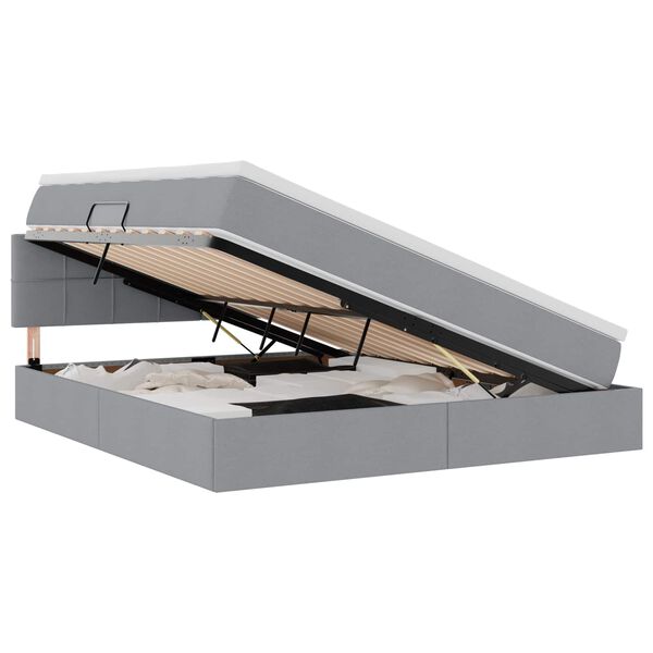 vidaXL Lit avec rangement et LED Gris clair 160 x 200 cm tissu