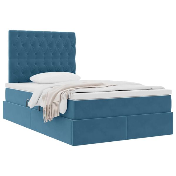 vidaXL Lit avec rangement et matelas Bleu 120 x 190 cm Velours