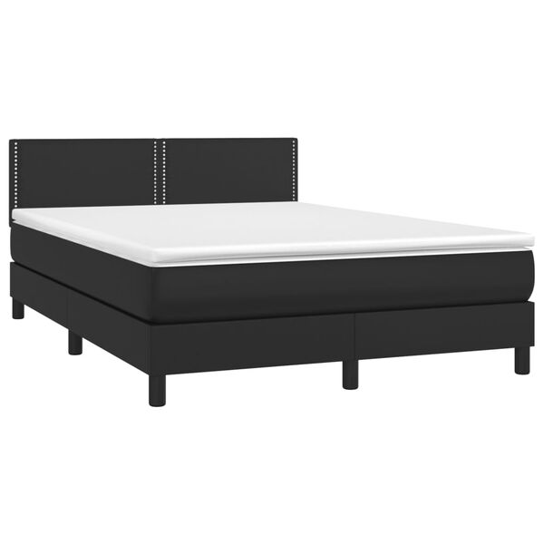 vidaXL Sommier &agrave; lattes de lit avec matelas et LED Noir 140x190 cm