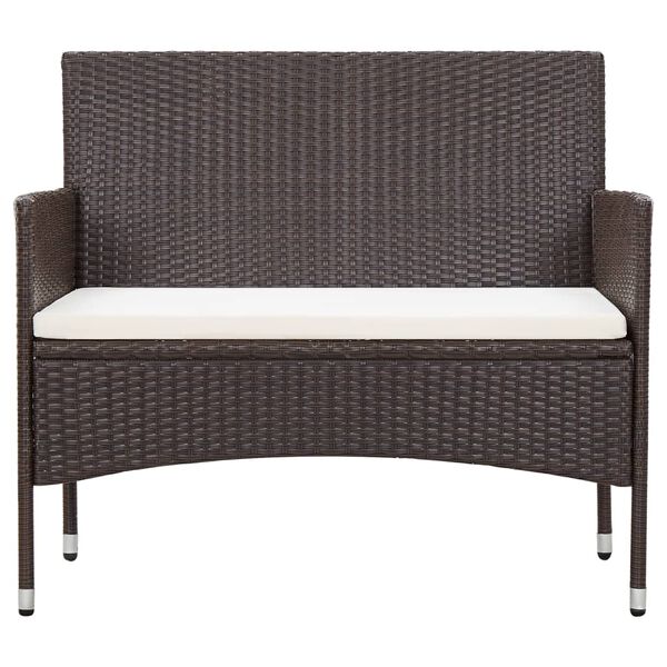 vidaXL Banc de jardin avec coussin r&eacute;sine tress&eacute;e marron