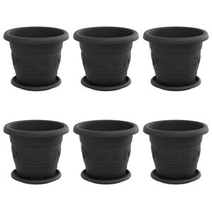 vidaXL Pots de plantes 6 pc Noir &Oslash; 22 x 18 cm Plastique
