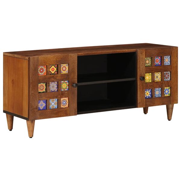 vidaXL Meuble TV Noyer 105 x 33,5 x 46 cm Bois de mangue massif