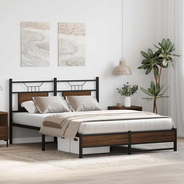 vidaXL Cadre de lit sans matelas ch&ecirc;ne marron 150x200 cm