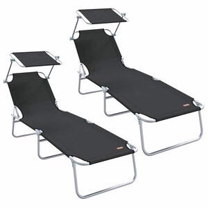 vidaXL Transat 2 pc Polyester Noir