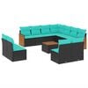 vidaXL Ensemble de canap&eacute; de jardin 12 pcs avec coussins noir r&eacute;sine tress&eacute;e