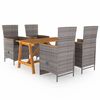 vidaXL Ensemble &agrave; manger de jardin 5 pcs Gris