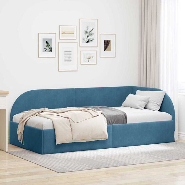 vidaXL Cadre de lit d'angle avec t&ecirc;te de lit Bleu 80 cm x 200 cm