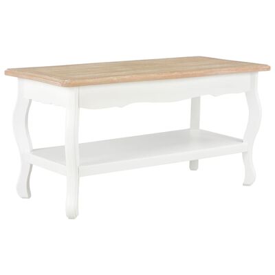 vidaXL Table basse Blanc et marron 87,5x42x44 cm Bois de pin massif