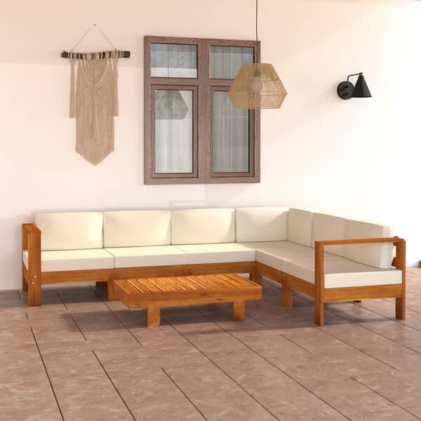vidaXL Salon de jardin 7 pièces avec coussins 100 x 60 cm Bois d'acacia