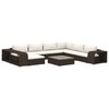 vidaXL Salon de jardin 10 pcs avec coussins R&eacute;sine tress&eacute;e Marron