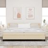 vidaXL Lit &agrave; ressorts avec matelas avec LED Cr&egrave;me 200 x 200 cm tissu