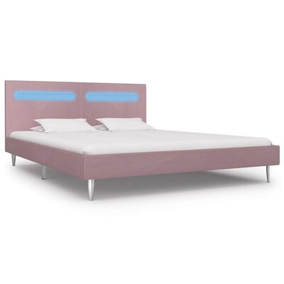 vidaXL Cadre de lit avec LED Rose Tissu 180 x 200 cm