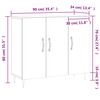 vidaXL Buffet ch&ecirc;ne fum&eacute; 90x34x80 cm bois d'ing&eacute;nierie