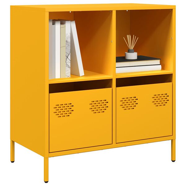 vidaXL Buffet jaune moutarde 68x39x73,5 cm acier lamin&eacute; &agrave; froid