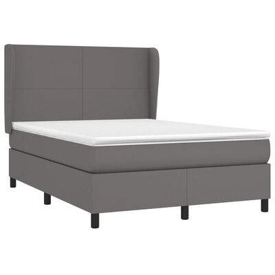 vidaXL Sommier à lattes de lit avec matelas Gris 140x200 cm Similicuir