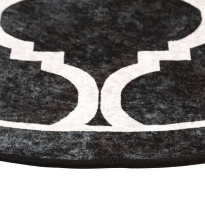 vidaXL Tapis lavable noir et blanc Ø 120 cm antidérapant