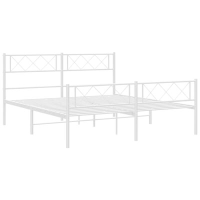 vidaXL Cadre de lit métal sans matelas et pied de lit blanc 135x190 cm