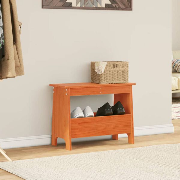 vidaXL Banc d'entr&eacute;e cire marron 60x28x45 cm bois de pin massif