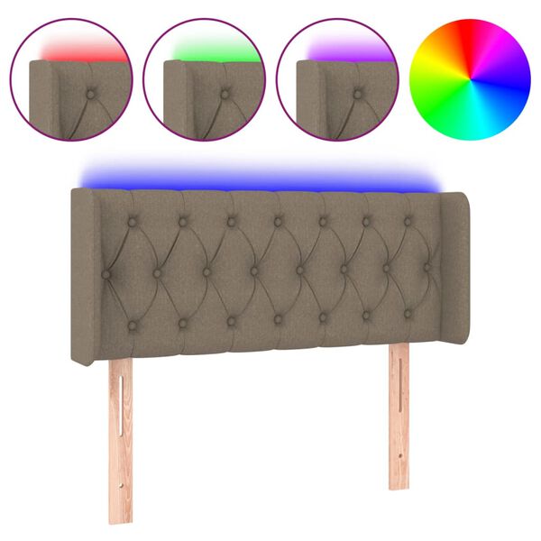 vidaXL T&ecirc;te de lit &agrave; LED Taupe 93x16x78/88 cm Tissu