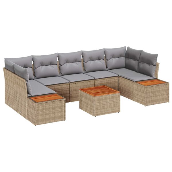 vidaXL Ensemble de canap&eacute; de jardin 8 pcs Beige Poly rotin