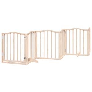 vidaXL Barri&egrave;re pour chiens avec porte 6 panneaux bois de peuplier