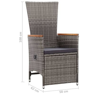 vidaXL Salon de jardin 3 pcs avec coussins Résine tressée Gris