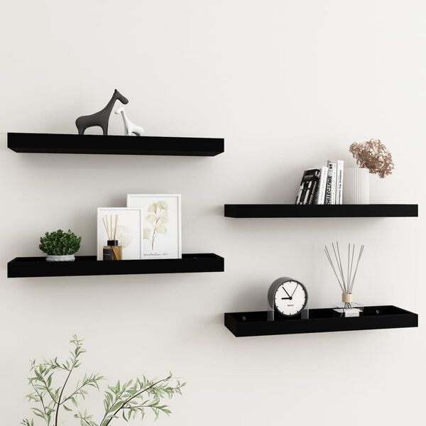vidaXL &Eacute;tag&egrave;res murales Loggia 4 pcs Noir 60x15x4 cm MDF