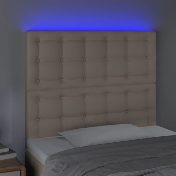 vidaXL T&ecirc;te de lit &agrave; LED Cappuccino 80x5x118/128 cm Similicuir