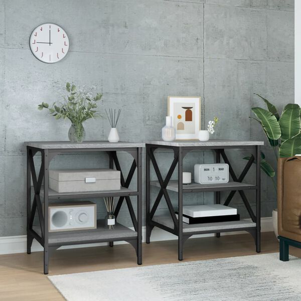 vidaXL Tables d'appoint 2 pcs Sonoma gris 40x42x50 cm Bois ing&eacute;nierie