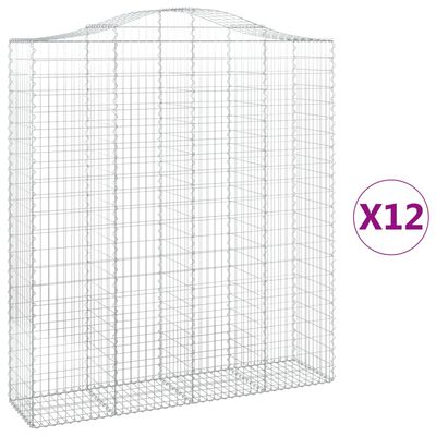 vidaXL Paniers à gabions arqués 12 pcs 200x50x220/240 cm Fer galvanisé