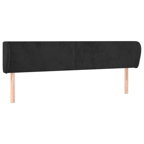 vidaXL T&ecirc;te de lit avec oreilles Noir 163x23x78/88 cm Velours