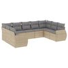 vidaXL Salon de jardin avec coussins 9 pcs beige r&eacute;sine tress&eacute;e