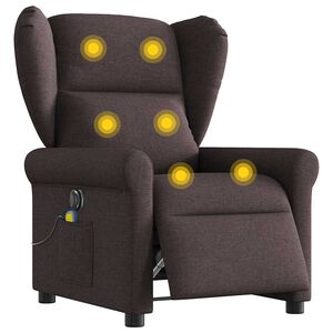 vidaXL Fauteuil de massage inclinable &eacute;lectrique Marron fonc&eacute; Tissu