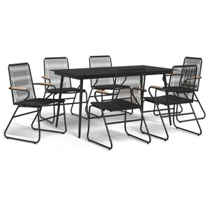 vidaXL Ensemble &agrave; manger de jardin 7 pcs Noir Rotin PVC