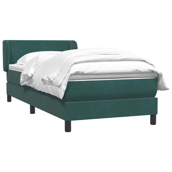 vidaXL Sommier &agrave; lattes de lit et matelas vert fonc&eacute; 100x210cm velours