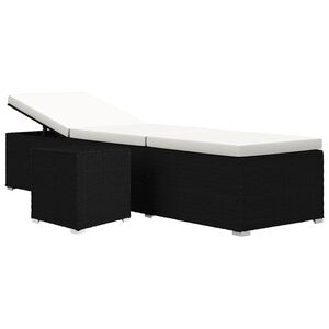 vidaXL Chaise longue avec coussin et table &agrave; th&eacute; R&eacute;sine tress&eacute;e Noir