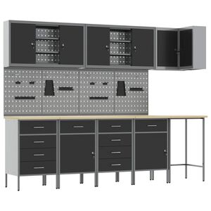vidaXL Ensemble de placards de travail 12 pi&egrave;ces Noir et gris