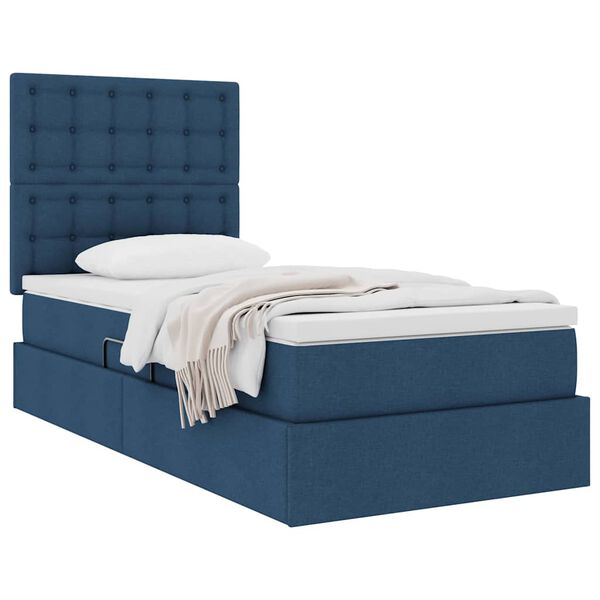 vidaXL Lit avec rangement et matelas Bleu 90 x 200 cm Polyester
