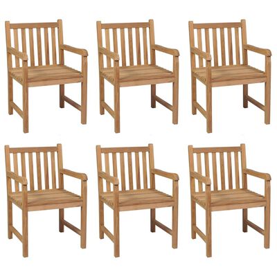 vidaXL Chaises de jardin lot de 6 et coussins gris Bois de teck solide