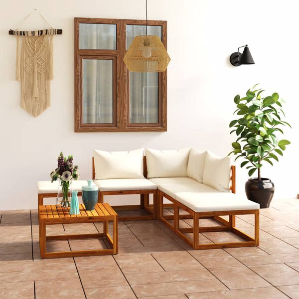 vidaXL Salon de jardin avec coussins 6 pcs bois massif d'acacia