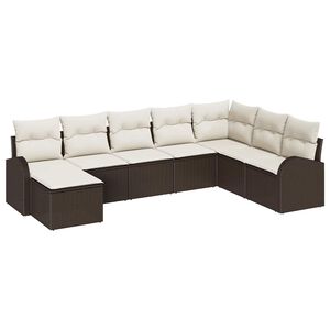vidaXL Ensemble de canap&eacute; de jardin 8 pcs Marron Poly rotin