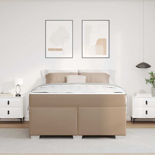 vidaXL Cadre de lit avec matelas Cappuccino 160 x 200 cm tissu